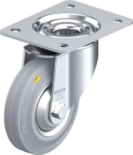 Blickle Lenkrolle LK-RD 125R-3-VLI-FA in Grau, Rad-Durchmesser: 125 mm, Tragfähigkeit: 120 kg, verzinkter Stahl - Bild 1