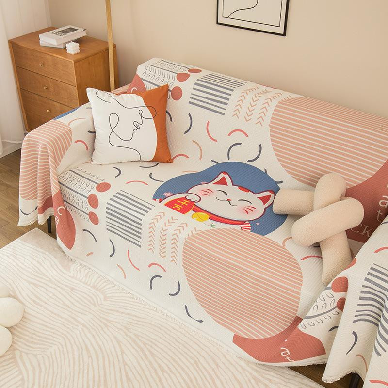 Super Six Nordische Quasten Sofa Überwurf und Reisedecke aus Jacquard, B/B: 90 x 180 cm - Bild 1