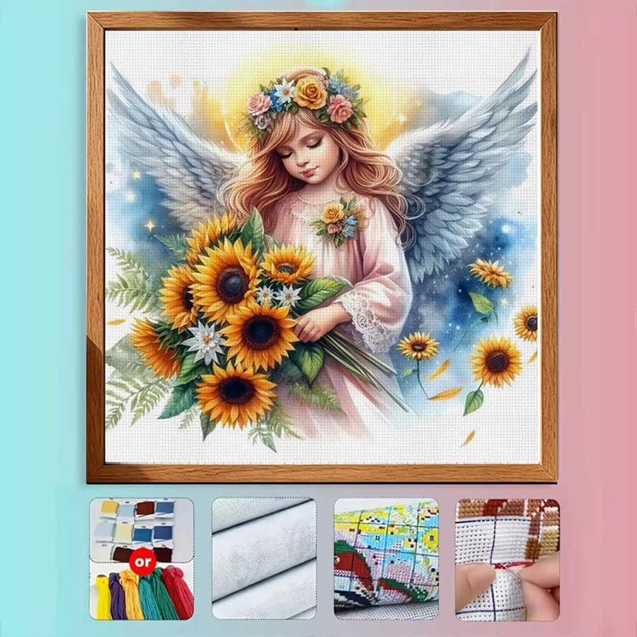 Sunlight Angel Kreuzstich-Set zum Selbermachen, 11CT Stickerei in Multicolour, B/H: 36 x 36 cm - Bild 3