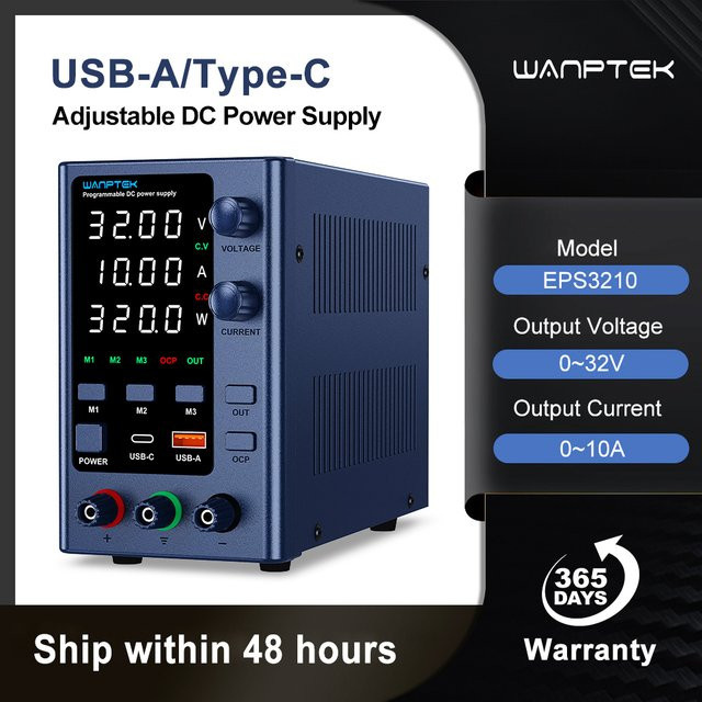 Wanptek Labornetzteil mit Datenspeicherfunktionen, 30V 10A / 60V 5A, Schwarz, automatische AC 110V/220V Umschaltung - Bild 1