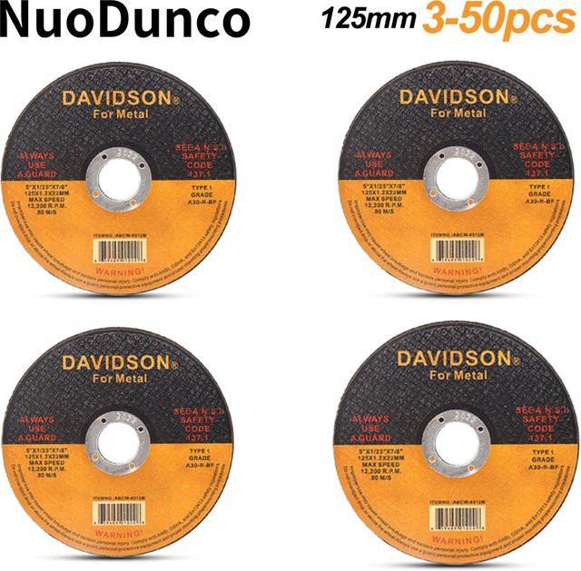 NuoDunco Trennscheibe aus Harz für Winkelschleifer, Durchmesser: 125 mm, Schwarz, zum Schneiden von Metall, Holz und PVC - Bild 1
