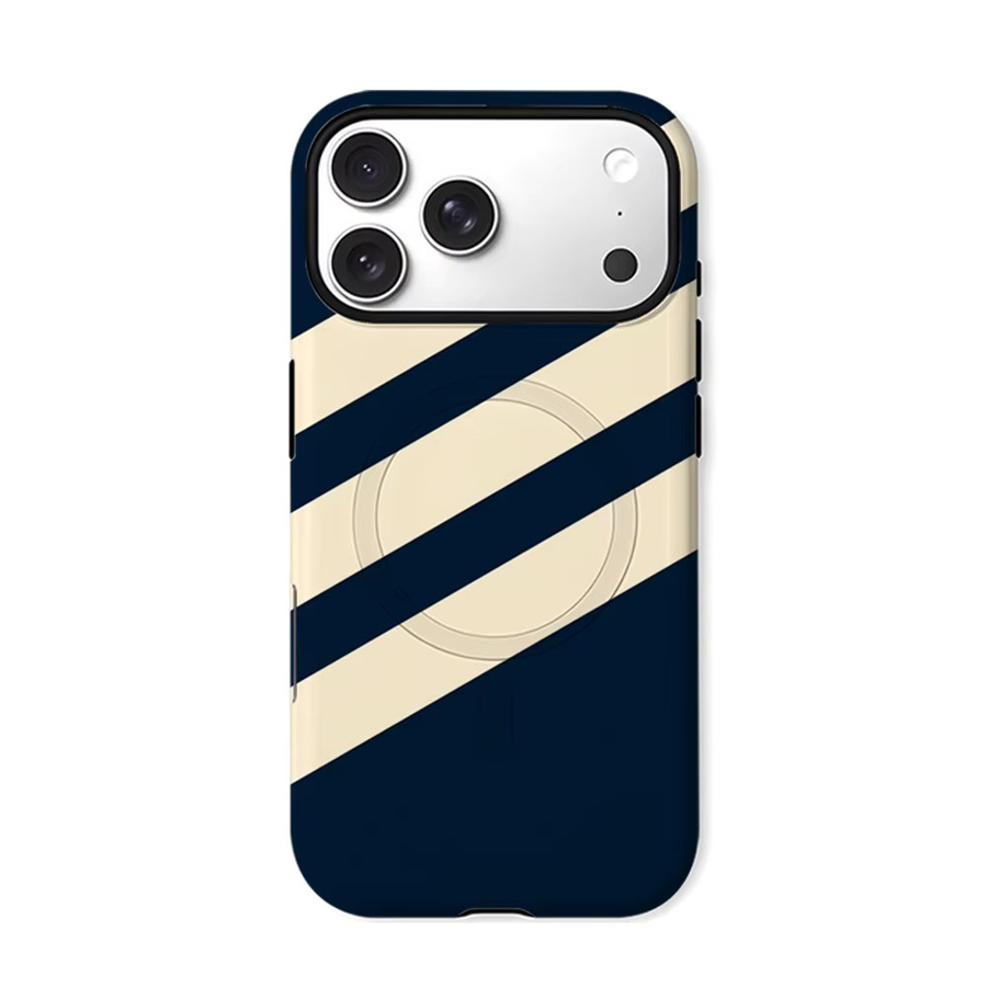Potdemiel Handyhülle mit diagonalen Streifen in Marineblau für iPhone 17 16 15 14 13 Pro Max Plus, robuste Magnet-Schutzhülle in Einzel- und Doppelschicht-Ausführung - Bild 6