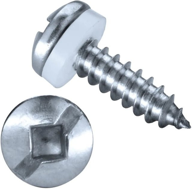 Goebel 1000 Linsenblechschrauben aus Edelstahl A2 mit PA Scheibe und Längsschlitz, Durchmesser: 4,3 mm, Länge: 13 mm, Farbe: Silber - Bild 1