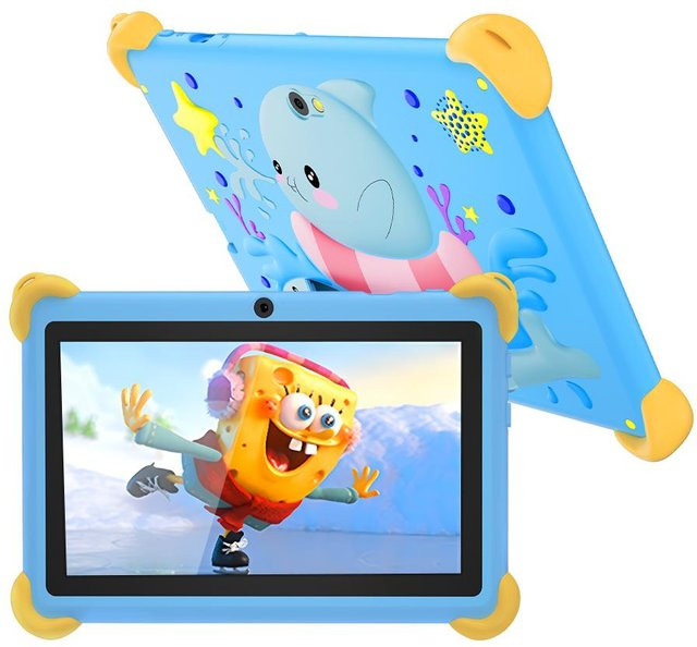 BDF Kindertablett 7 Zoll mit Android 12, 4 GB RAM, 64 GB ROM, Quad-Core, Dual-Kameras und 4000 mAh Akku in Blau - Bild 1