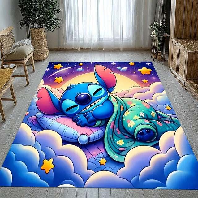 LjqEight Kawaii Cartoon S-Stich Bereichsteppich für Kinderzimmer und Wohnzimmer, rutschfest und waschbar, Polyester, B/T: 100 x 150 cm, Mehrfarbig - Bild 1