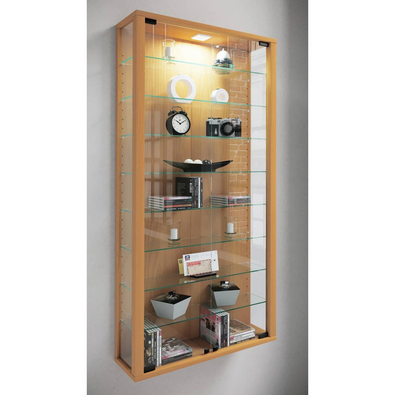 VCM Wandvitrine Vitrosa Maxi in Buche mit ESG-Sicherheitsglas, B/T/H: 59 x 18 x 113 cm - Bild 5
