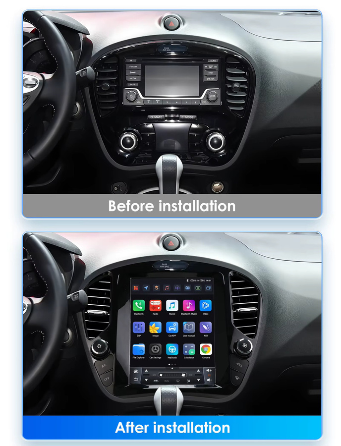 Hizpo Android Autoradio mit 9,7 Zoll Display für Nissan Juke 2011–2018 und Infiniti ESQ im Tesla Style mit GPS, 4G, Bluetooth und DSP in Schwarz - Bild 2