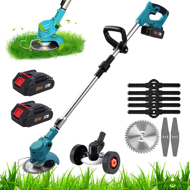 Elektrischer kabelloser Rasenmäher von Makita LXT mit 2 Akkus, blau, längenverstellbar für Makita 18V Batterieanschluss - Bild 1