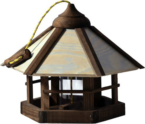 DOBAR Vogelfutterhaus für Wildvögel aus Kiefernholz und Kunststoff in Braun - Bild 1