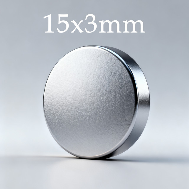U-POLEMAG Runder Starker Magnet in Silber, Durchmesser: 15 mm, Höhe: 3 mm - Bild 1