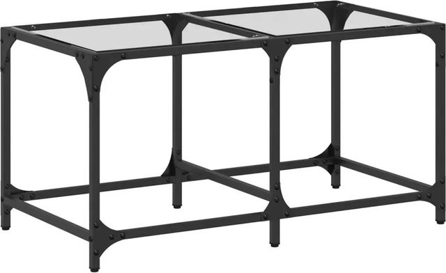 vidaXL Couchtisch modern mit Glasplatte und Stahlgestell, Transparent/Schwarz, B/T/H: 78,5 x 40 x 40 cm - Bild 1