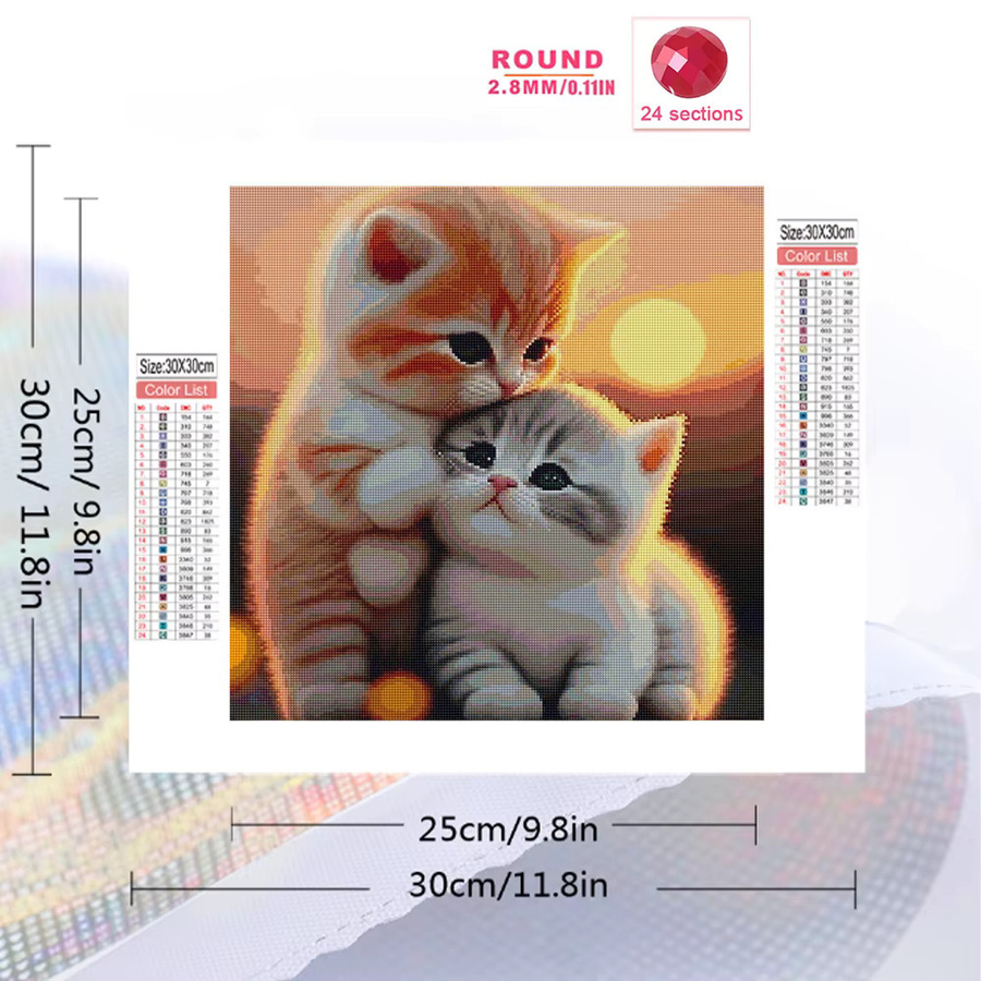 Evershine Diamant-Mosaik DIY Set für Anfänger mit Tier-Motiven, 4 Stück, Mehrfarbig, Durchmesser: 20 cm - Bild 2