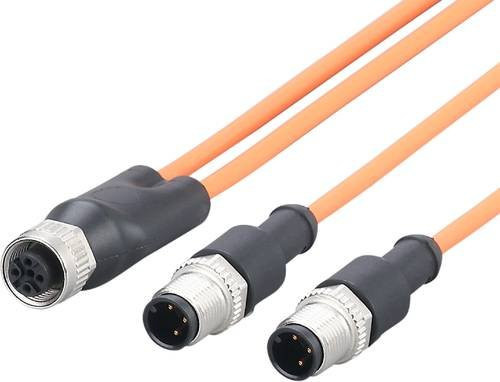 ifm electronic Verbindungsleitung E12723, Stecker gerade, Buchse gerade, orange, Länge: 0,3 m, Polzahl: 3 und 5 - Bild 1
