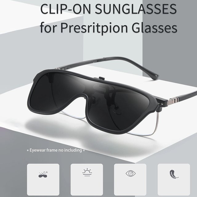 VEITHDIA VFHK1 Clip-on-Sonnenbrille, randlos, rechteckig, Metall, Unisex - Bild 1