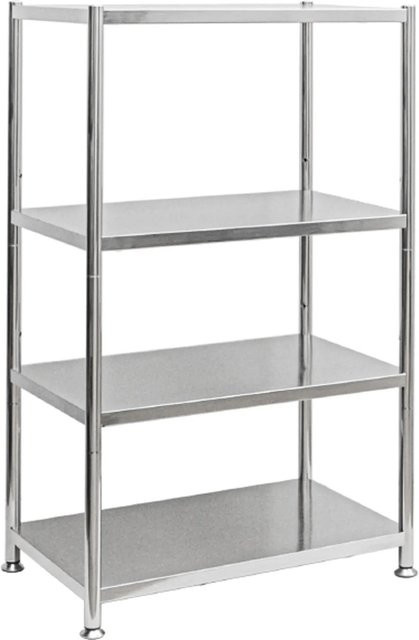 shelfr Edelstahl Schwerlastregal in Silber mit 4 verstellbaren Ebenen, B/T/H: 74 x 41 x 109 cm - Bild 1