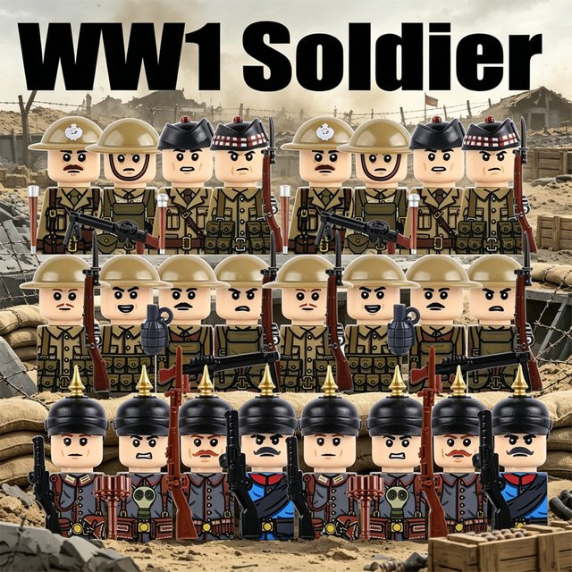 BRICKPANDA MOC Militärserie WW1 Preußische Britische Soldatenfiguren, Bausteine, Zubehör - Bild 1