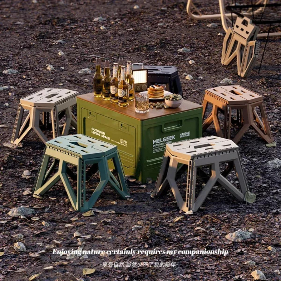 Binchi Outdoor Camping-Aufbewahrungsbox, faltbare und tragbare Organizer-Box aus Kunststoff in Grün - Bild 2