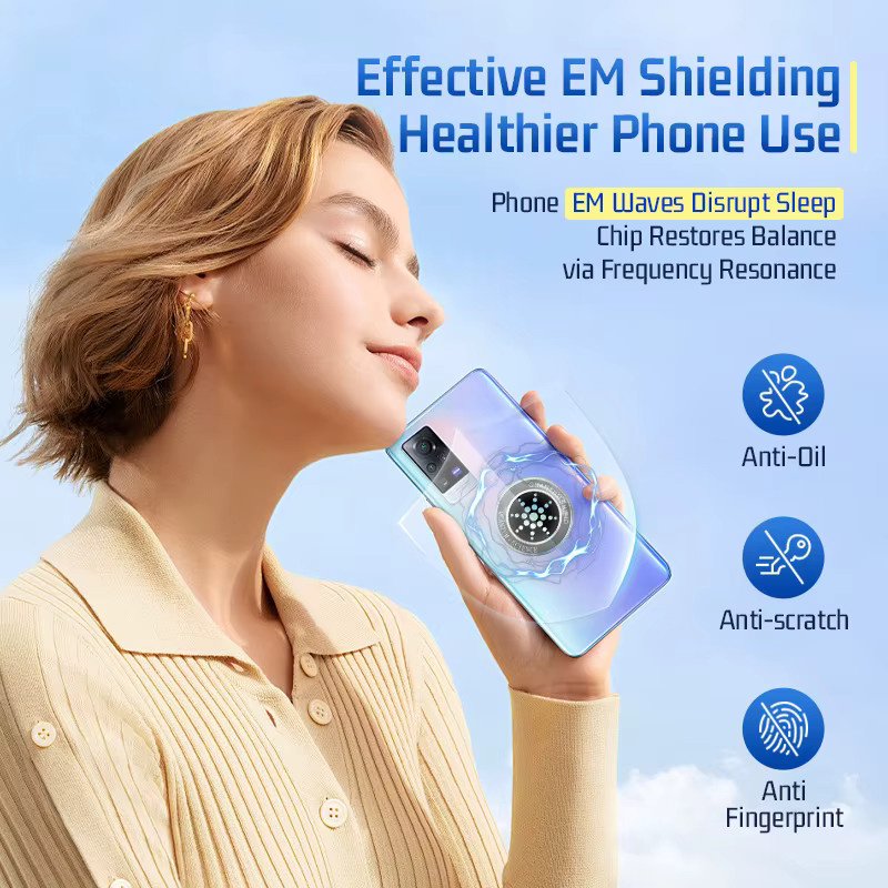 HENNCER EMF BioChips Anti-Strahlung Aufkleber zum Schutz für Laptop, Tablet und Smartphone in Silber - Bild 2