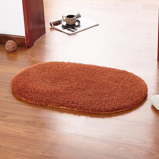 Ovaler Badezimmerteppich in Kaffeebraun, super saugfähiger Plüsch-Shaggy-Teppich mit Anti-Rutsch-Rückseite, maschinenwaschbar, B/T: 60 x 40 cm - Bild 2