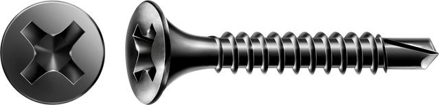 Spax Gix Typ D Selbstbohrende Metallschrauben mit Phillips-Antrieb, Farbe: Schwarz/Blau, Durchmesser: 3,5 mm, Länge: 35 mm, 175 Stück - Bild 1