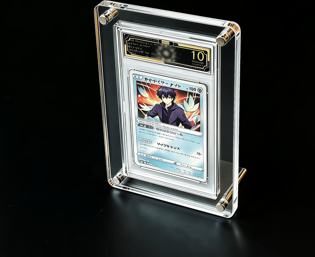TAKARA TOMY Acryl-Kartenständer für bewertete Sammelkarten, 1-Slot Vitrine in Transparent, ideal für Pokémon und Yu-Gi-Oh Karten (35PT) - Bild 1