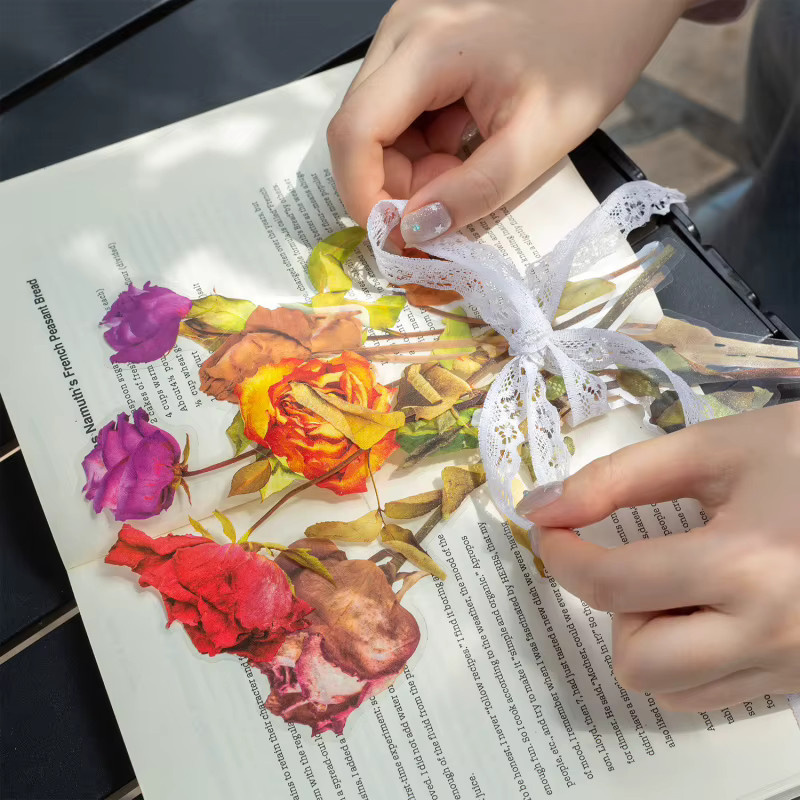 Set aus 10 Rosenaufklebern in verschiedenen Farben mit floralem Design für Tagebuch und Dekoration - Bild 1