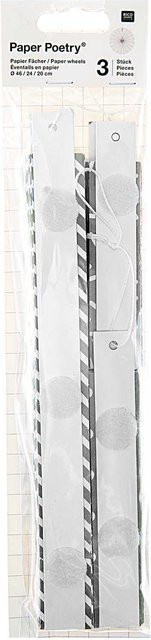 Rico Design Fächer in Grau aus Papier mit verschiedenen Mustern, 3 Stück - Bild 1