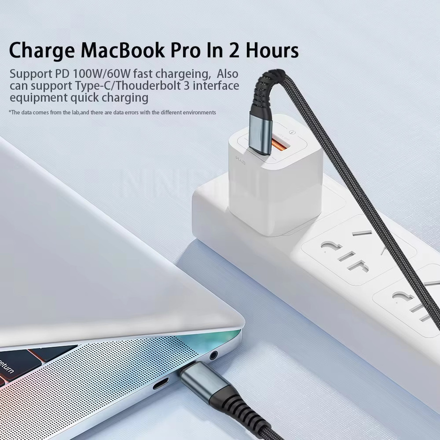 NNBILI USB-C auf USB-C Schnellladekabel mit 100W PD, 5A Type-C Kabel in Schwarz - Bild 2