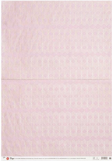 Rico Design Paper Poetry Paper Patch grafisches Papier in Rosa-Gold, B: 30 cm, H: 42 cm - Bild 1