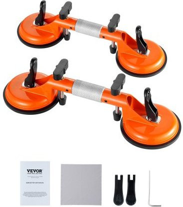 VEVOR Nahtloser Naht Setter 2er-Pack Granit-Nahtverbinder in Orange, Schwarz und Silber aus Aluminium mit 125 mm Vakuum-Saugnäpfen, 180 Grad verstellbar zum Verbinden und Nivellieren von Fliesen, Steinen und Marmorplatten - Bild 1