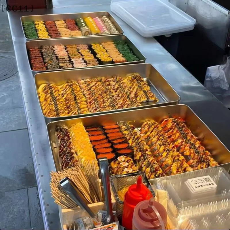 KuZHEN Sushi-Ausstellungsplatte aus Edelstahl in Silber, rechteckiges Sashimi-Tablett und multifunktionale Servierplatte - Bild 3