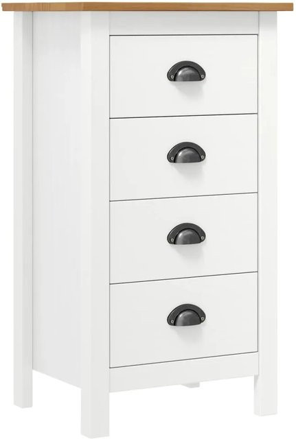vidaXL Sideboard Hill aus massivem Kiefernholz in Weiß und Braun, B/T/H: 46 x 35 x 80 cm - Bild 1