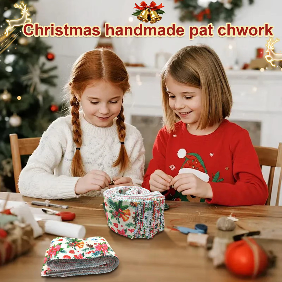40 Stück Weihnachts-Stoffquadrate in Multicolour zum Quilten, Nähen und Basteln - Bild 3