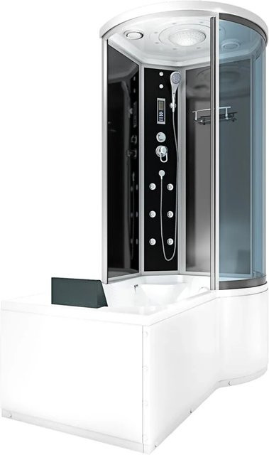 AcquaVapore Kombination Badewanne mit Dusche K55-L31 Eckbadewanne aus Acryl mit Regendusche, Handbrause und Körperdüsen B/T: 170 x 100 cm - Bild 1