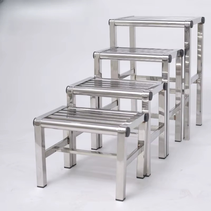 LIUSHADUOLA Edelstahlhocker quadratisch in Silber, rutschfester Badezimmerhocker für Senioren - Bild 2