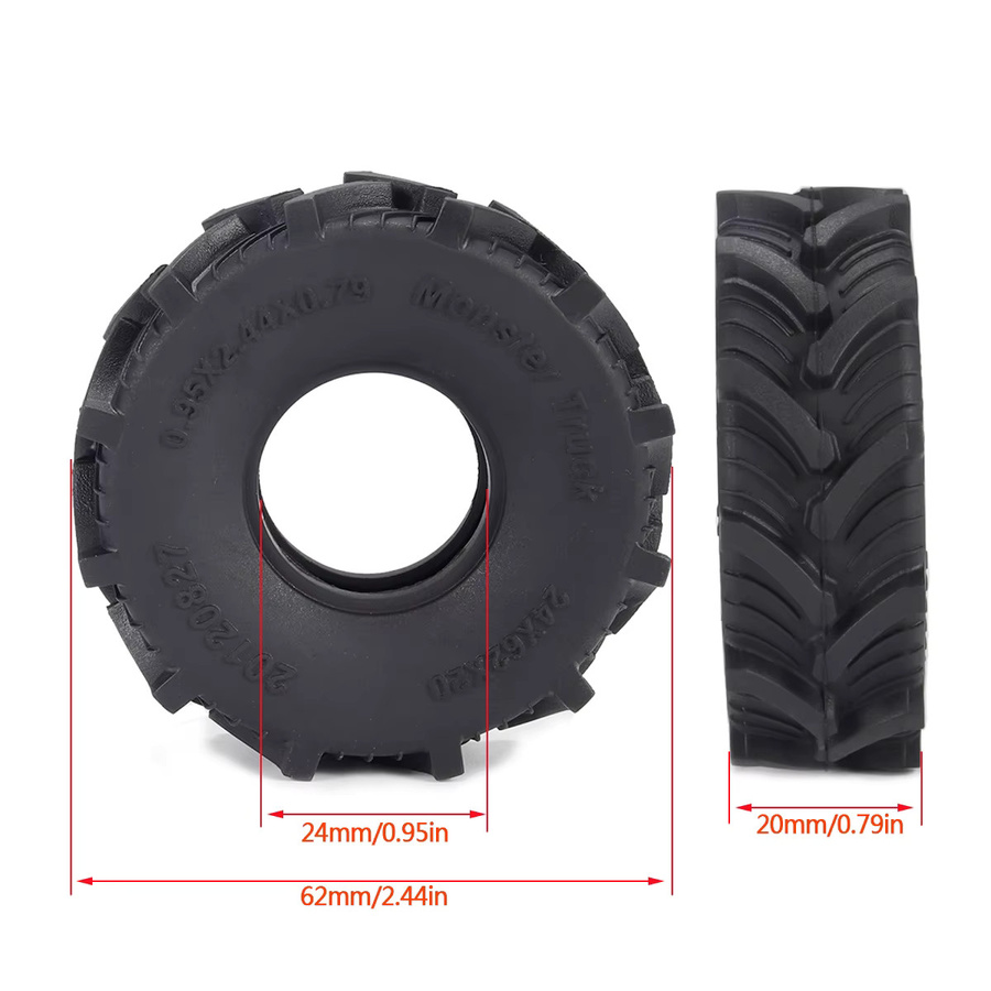 Fimonda RC-Räder und Reifen-Set, 1:18, Schlamm-Terrain-Reifen, 62 x 20 mm - Bild 2