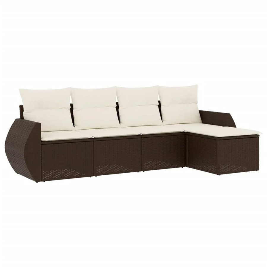 vidaXL 5-teilige Garten-Sofagarnitur aus braunem PE-Rattan mit Kissen und Stauraum - Bild 2