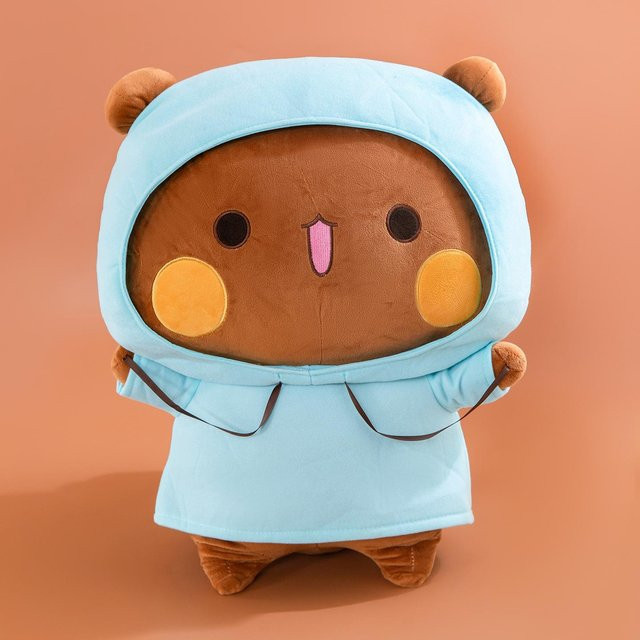 Yiran toy Großer Cartoon-Bär mit blauem Regenmantel, Plüschtier, 60cm - Bild 1
