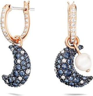 Swarovski Ohrringe, Luna, asymmetrisch, Mondform, Emaille, Blau, Damen - Bild 1