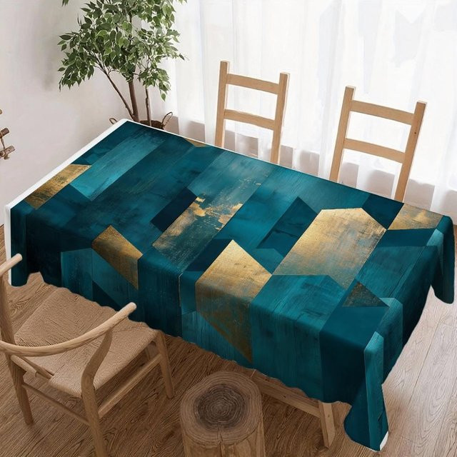 Wasserdichte Tischdecke mit abstraktem geometrischem Design von Beau Maison in Blau, B/T: 140 x 180 cm - Bild 1