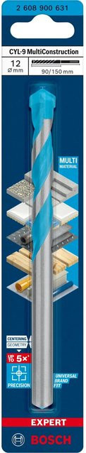 Bosch Expert CYL-9 MultiConstruction Twist Drill Bohrer mit Carbide Tip in Silber, Durchmesser: 12 mm, Länge: 150 mm - Bild 1