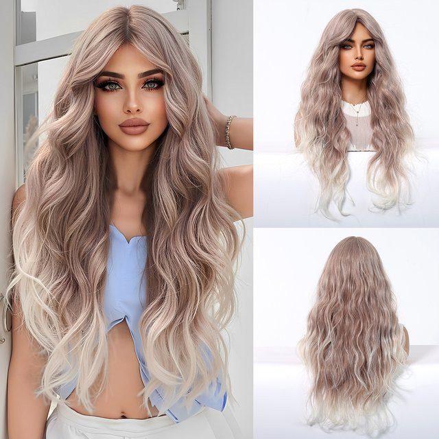 JONRENAU Perücke, lang lockig, braun bis blond, synthetisch, Damen - Bild 1