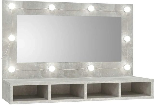 vidaXL Spiegelschrank mit LED-Beleuchtung in Betongrau, modern und wandmontiert, B/T/H: 90 x 31,5 x 62 cm - Bild 1