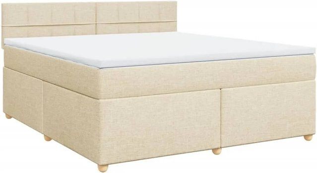 vidaXL Boxspringbett mit Matratze in Creme, Hybridbett mit USB-Ladeport und Unterbettbeleuchtung, B/T: 180 x 200 cm - Bild 1