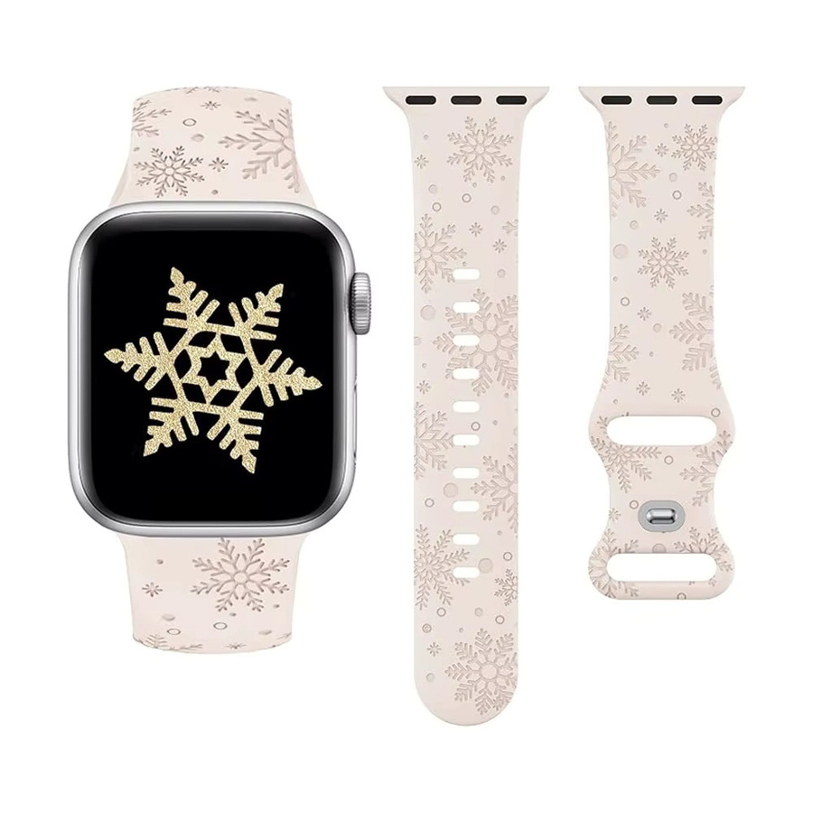 LCAPLE Uhrenarmband Silikon, Weiß, Weihnachten, Unisex - Bild 4