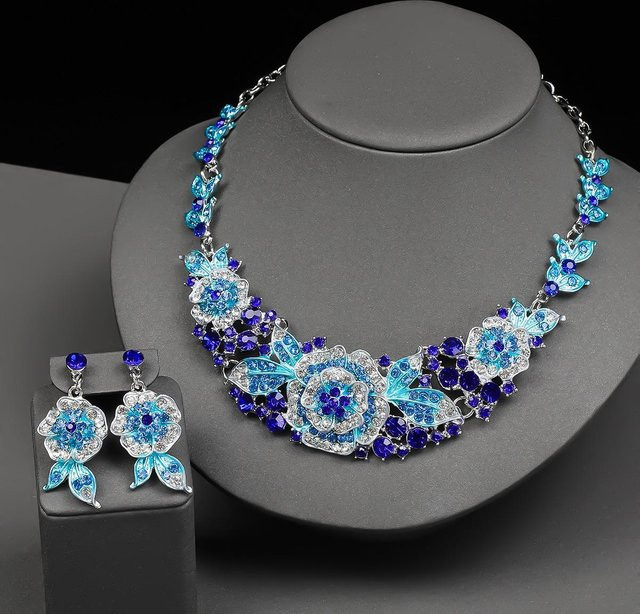 Lucky Star Jewelry Schmuck-Set, Blume, Zirkonia, blau, Damen, 47cm - Bild 1