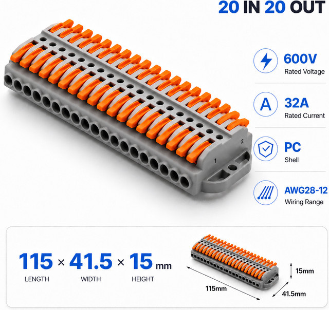 YJCAL Universelle Kabelverbinder mit 2-30 Pins für schnelle und wiederverwendbare Kabelverbindungen in der Hausverkabelung - Bild 1