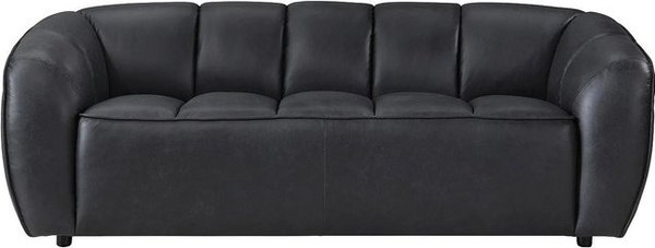 Pradoni Sofa aus schwarzem Rindsleder mit Steppeffekt ohne Schlafmöglichkeit, Breite: 202,5 cm, Tiefe: 77,5 cm, Höhe: 90,0 cm