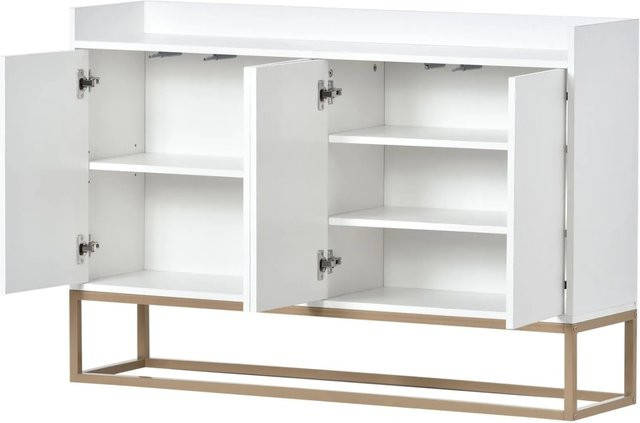 PXloue Sideboard 4-türiger griffloser Buffetschrank in Weiß für Esszimmer, Wohnzimmer und Küche - Bild 1