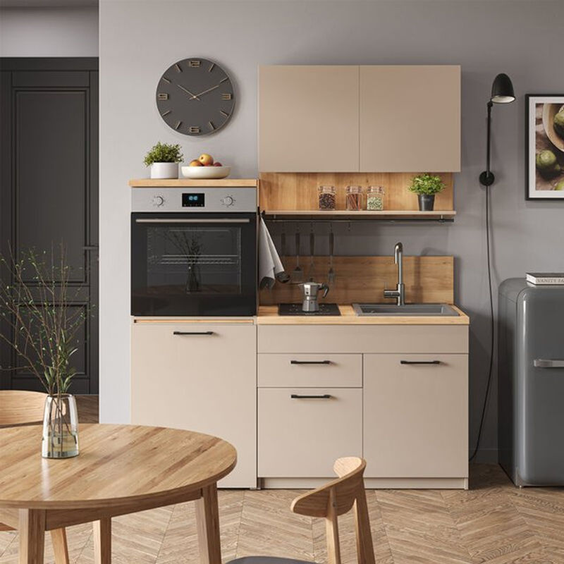 Vicco Singleküche Egbert in Greige Eiche mit ausziehbarem Tisch, Breite: 160 cm - Bild 2
